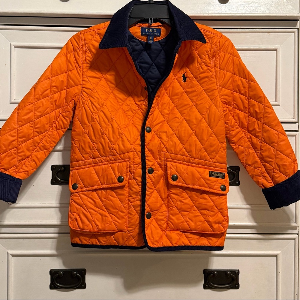 Polo by Ralph Lauren Kids Orange and Navy Quilted Jacket